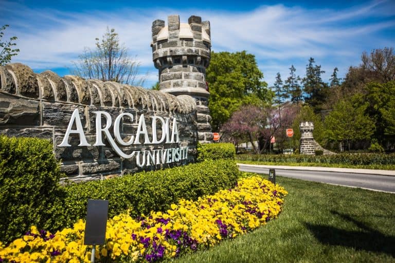 The entrance sign for Arcadia University